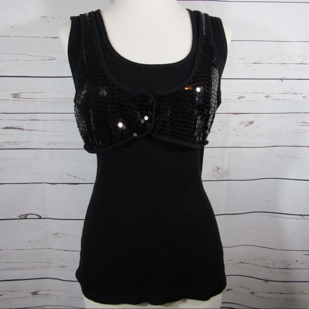 Wet Seal black tank top with sequin vest